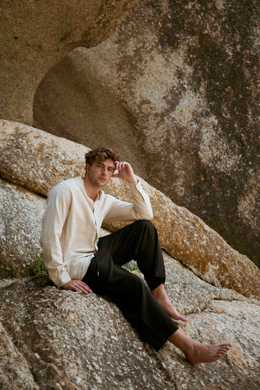 Mens Oversized Drop Pants | Natural