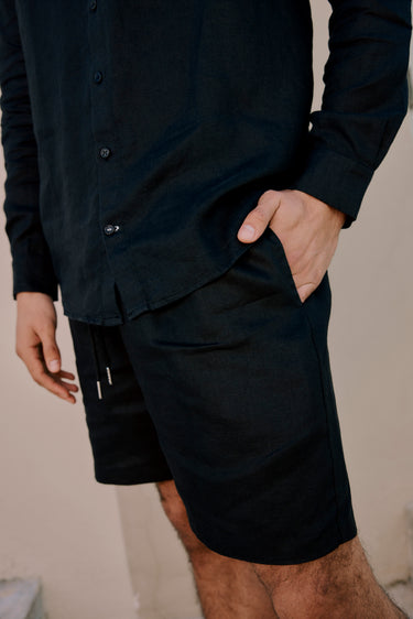 Mens Linen Shorts | Black