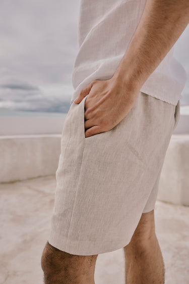 Mens Linen Shorts | Natural