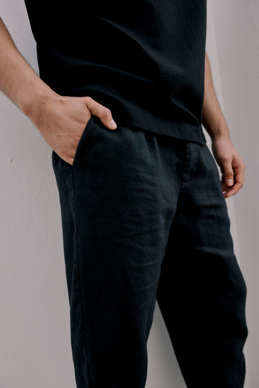 Mens Classic Linen Pants | Black