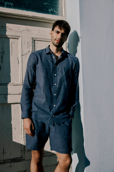 Mens Linen Shirt | Denim