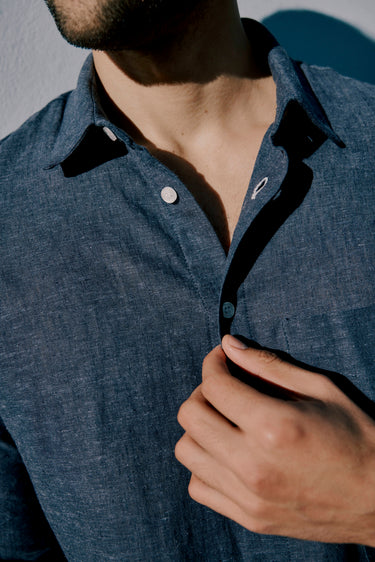 Mens Linen Shirt | Denim
