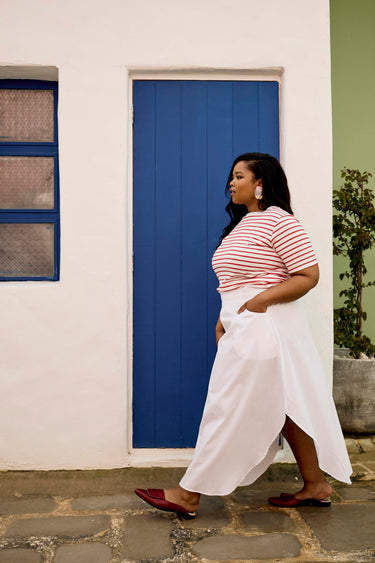 Essential Cotton Tee | Red and White Stripe