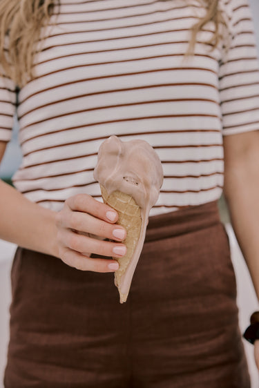 Essential Cotton Tee | Choc and White Stripe