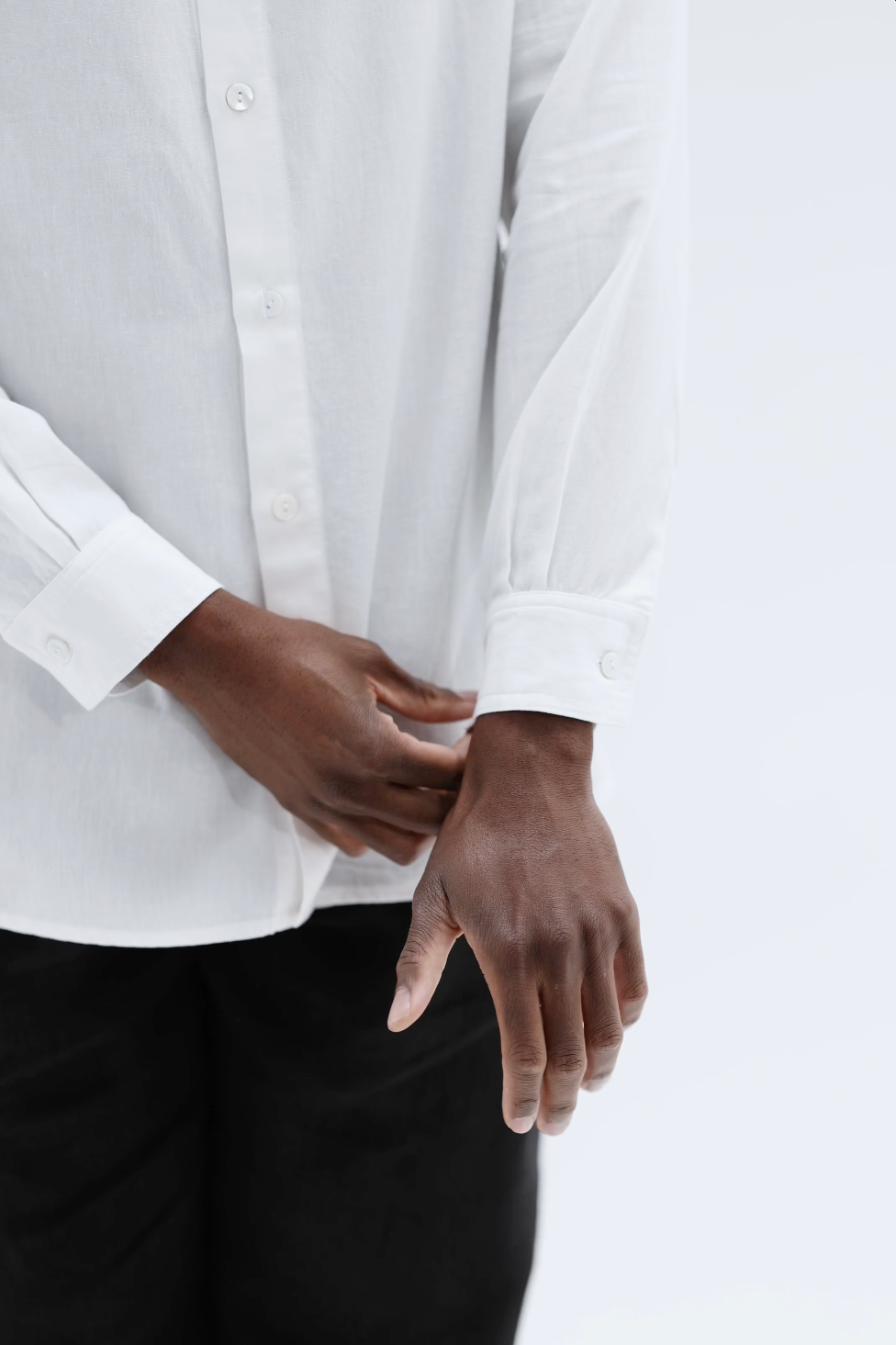 Mens Mandarin Long Shirt | White