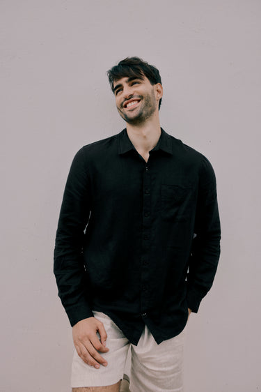 Mens Linen Shirt | Black