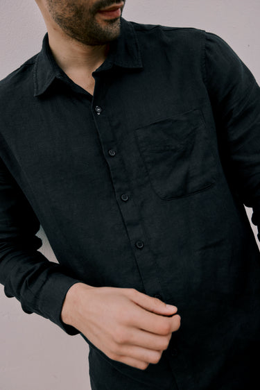 Mens Linen Shirt | Black