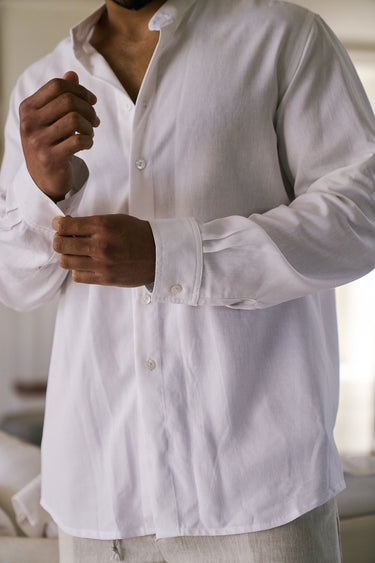 Mens Mandarin Long Shirt | White