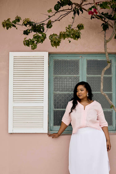 Linen Poppy Top | Marshmallow
