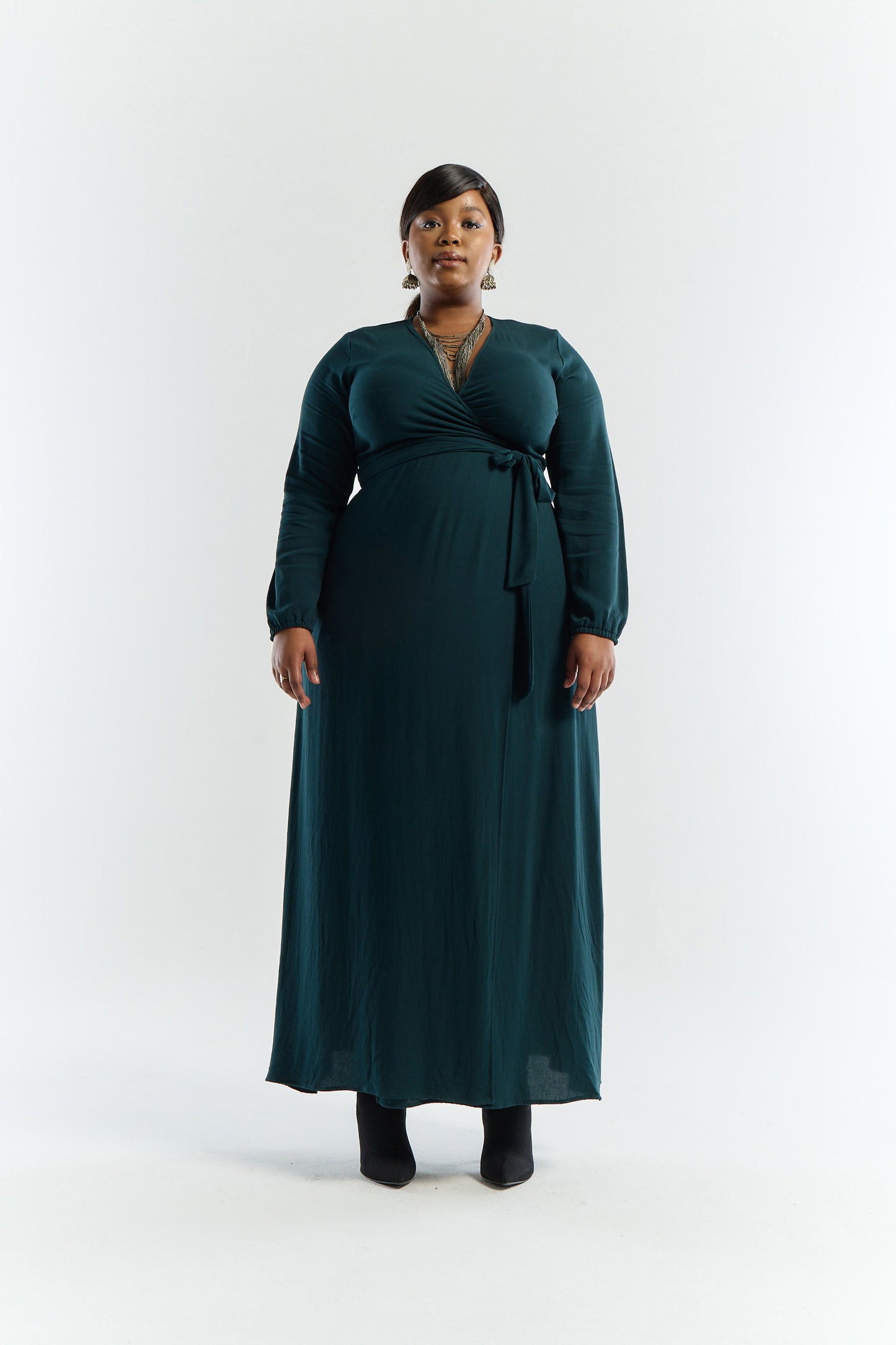 Saturn Wrap Dress | Emerald