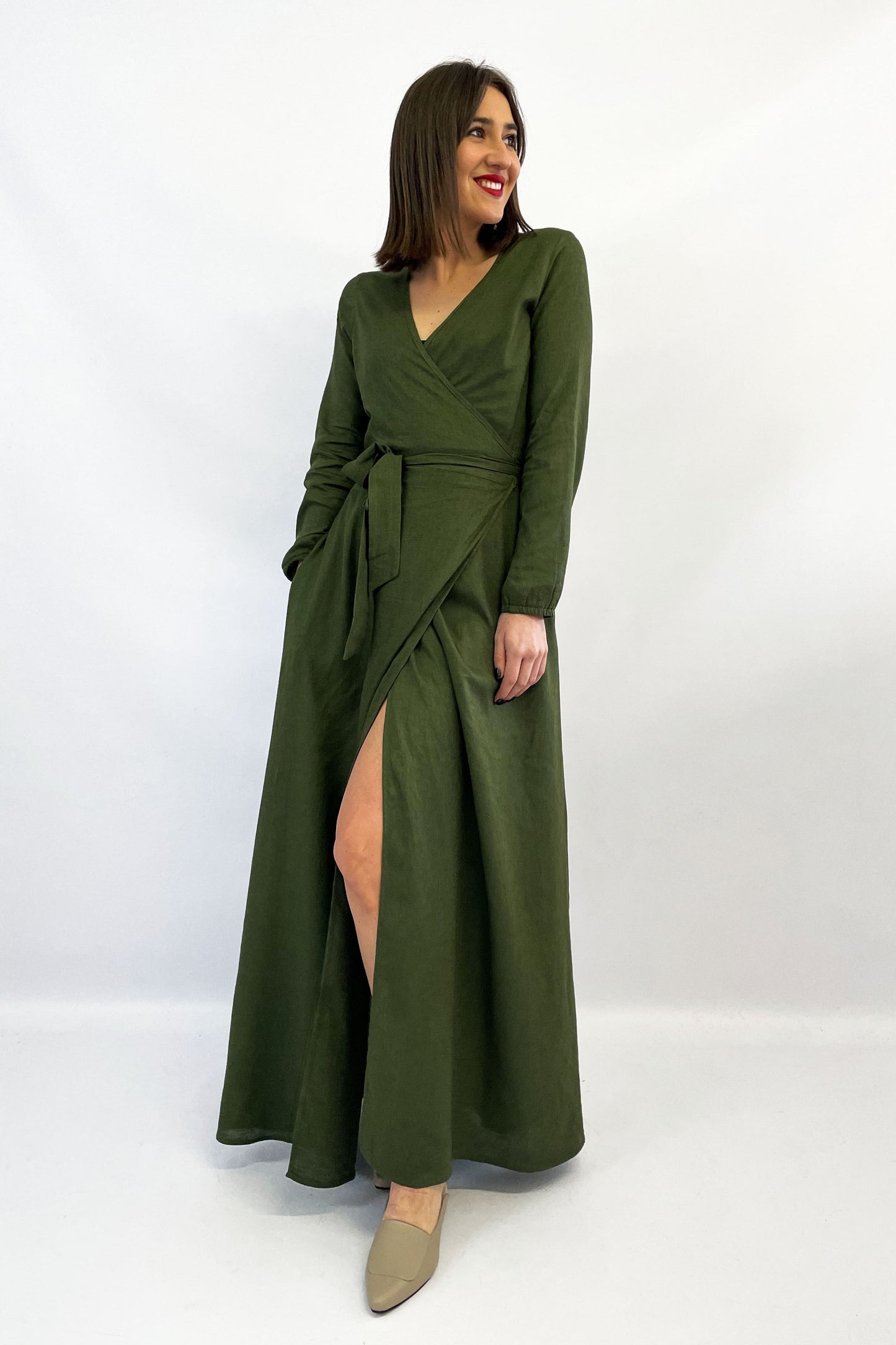 Saturn Wrap Dress | Forest Green
