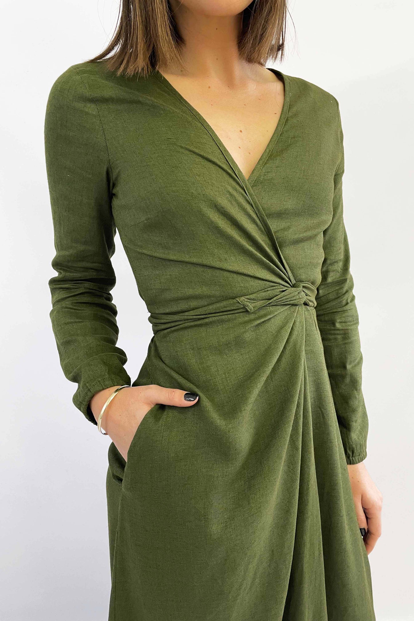 Saturn Wrap Dress | Forest Green