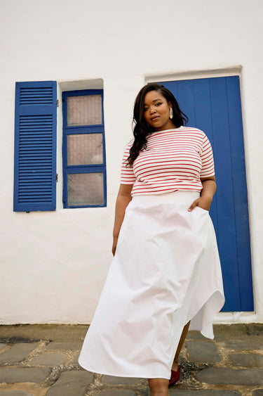 Essential Cotton Tee | Red and White Stripe