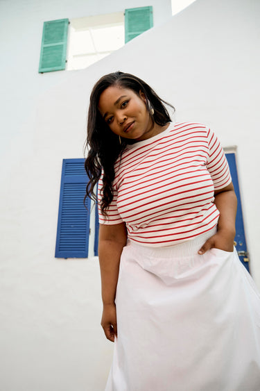 Essential Cotton Tee | Red and White Stripe
