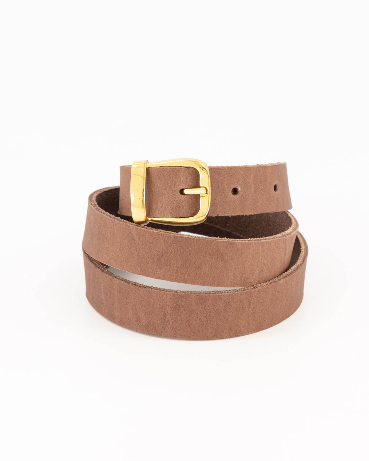 leather belt with gold buckle 
